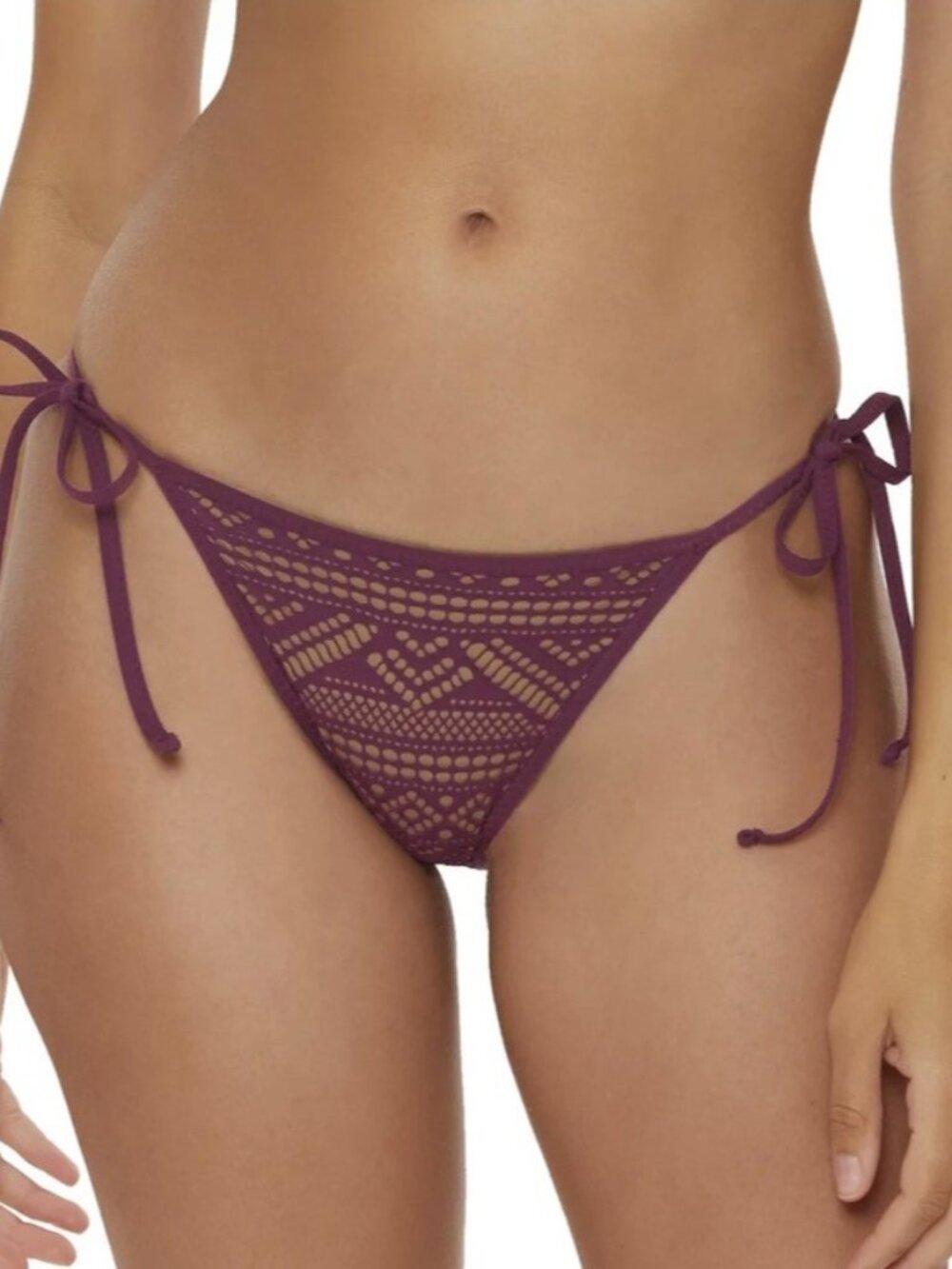Becca Women's Color Play Crochet Sie-Tie Bikini Bottoms MSRP $68 Medium